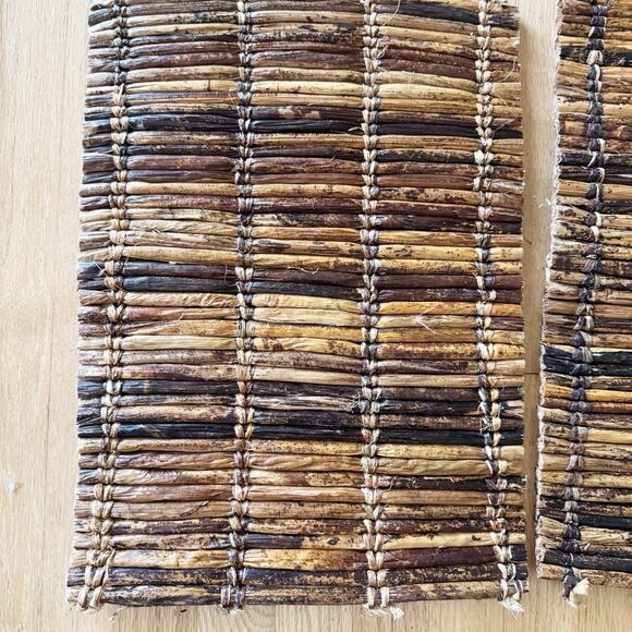 Anthropologie 8 Grass Reed Woven Placemats 1 Table Runner Rectangular Kenya - Picture 2 of 6